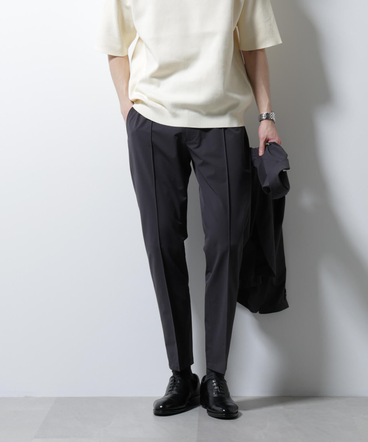 「N TROUSERS BASIC」ダントツオチール防汚テックストレッチパンツ(セットアップ可) 6685129207