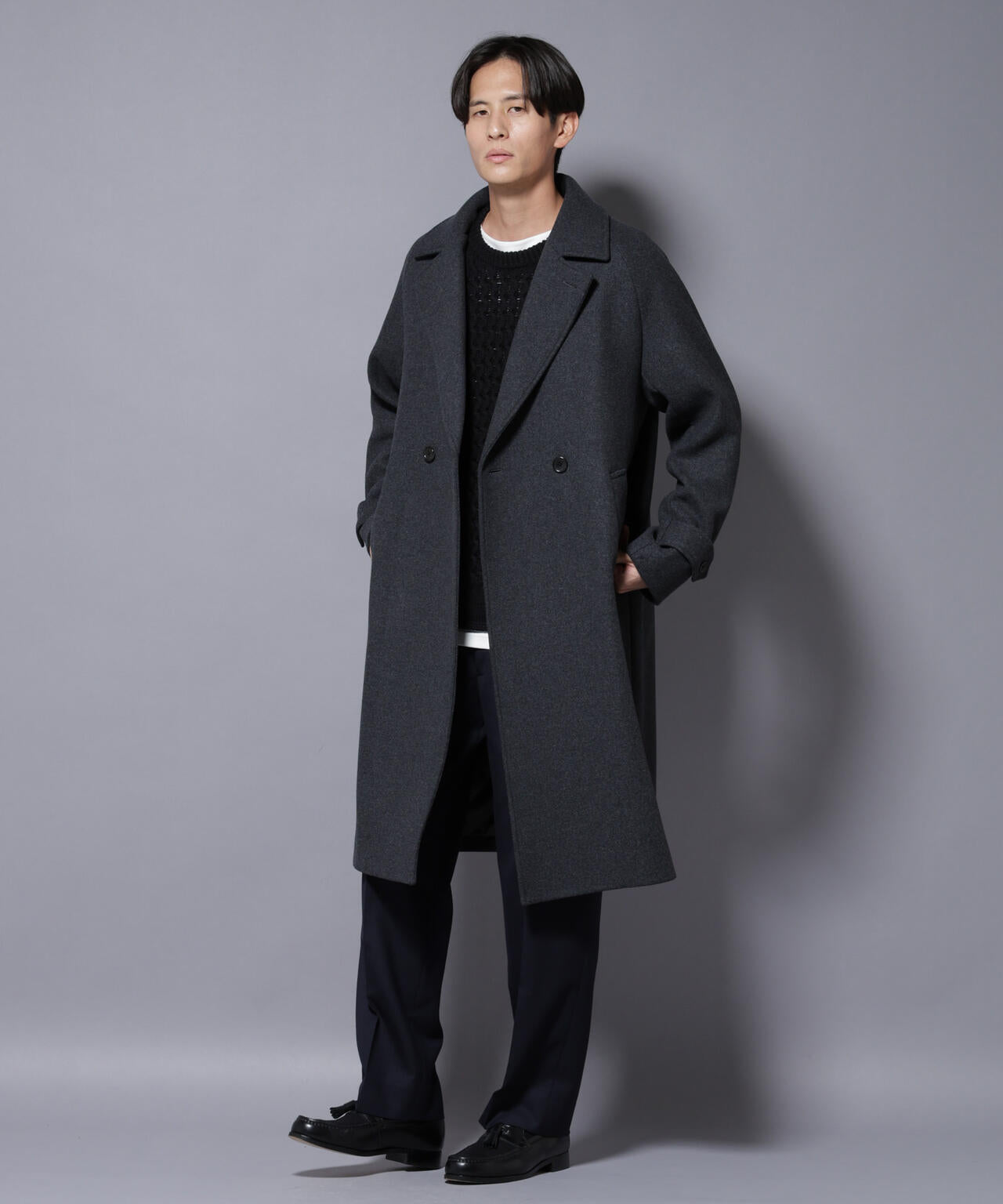 ウールカシミヤメルトンダブルコート 6685211204