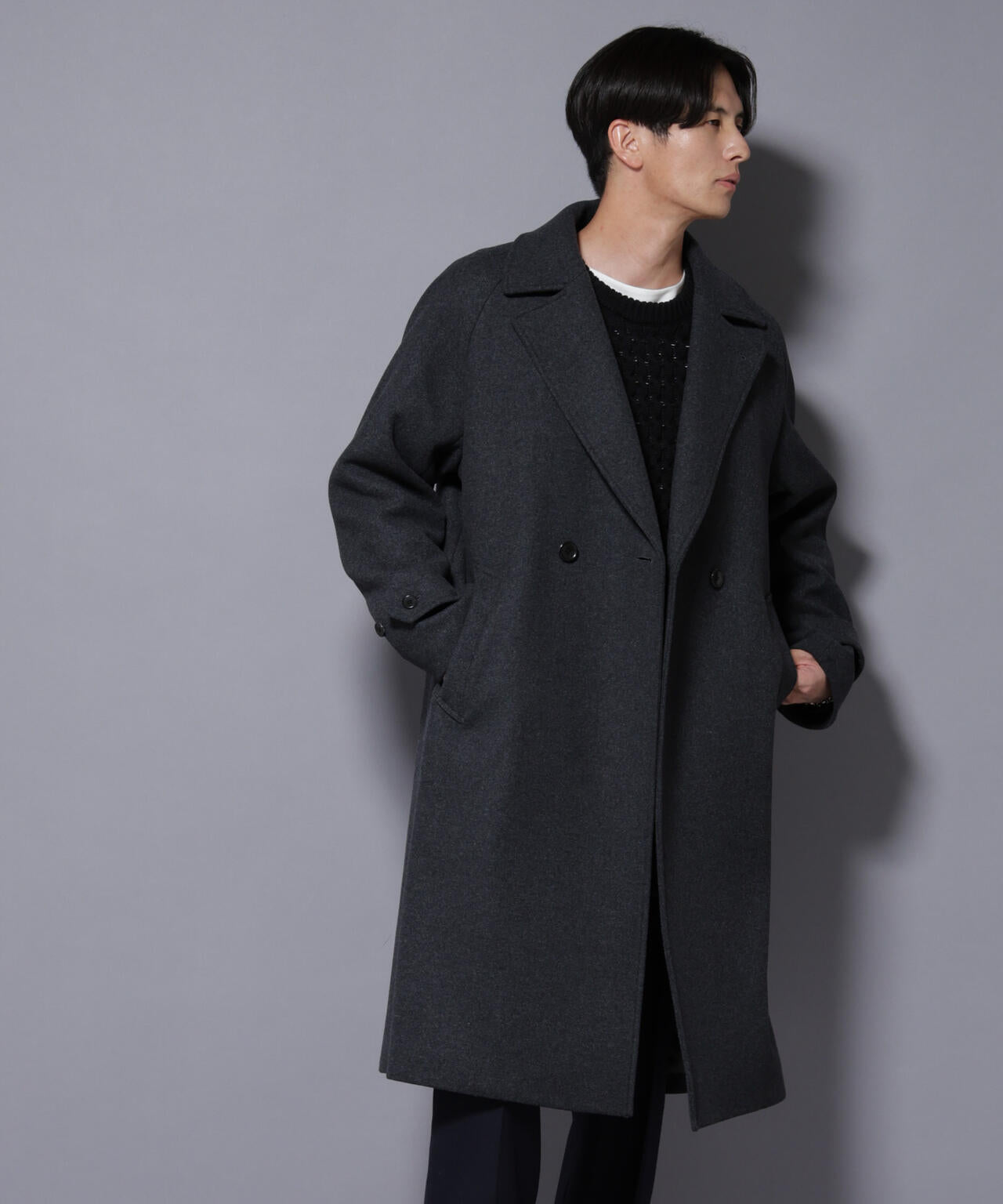ウールカシミヤメルトンダブルコート 6685211204