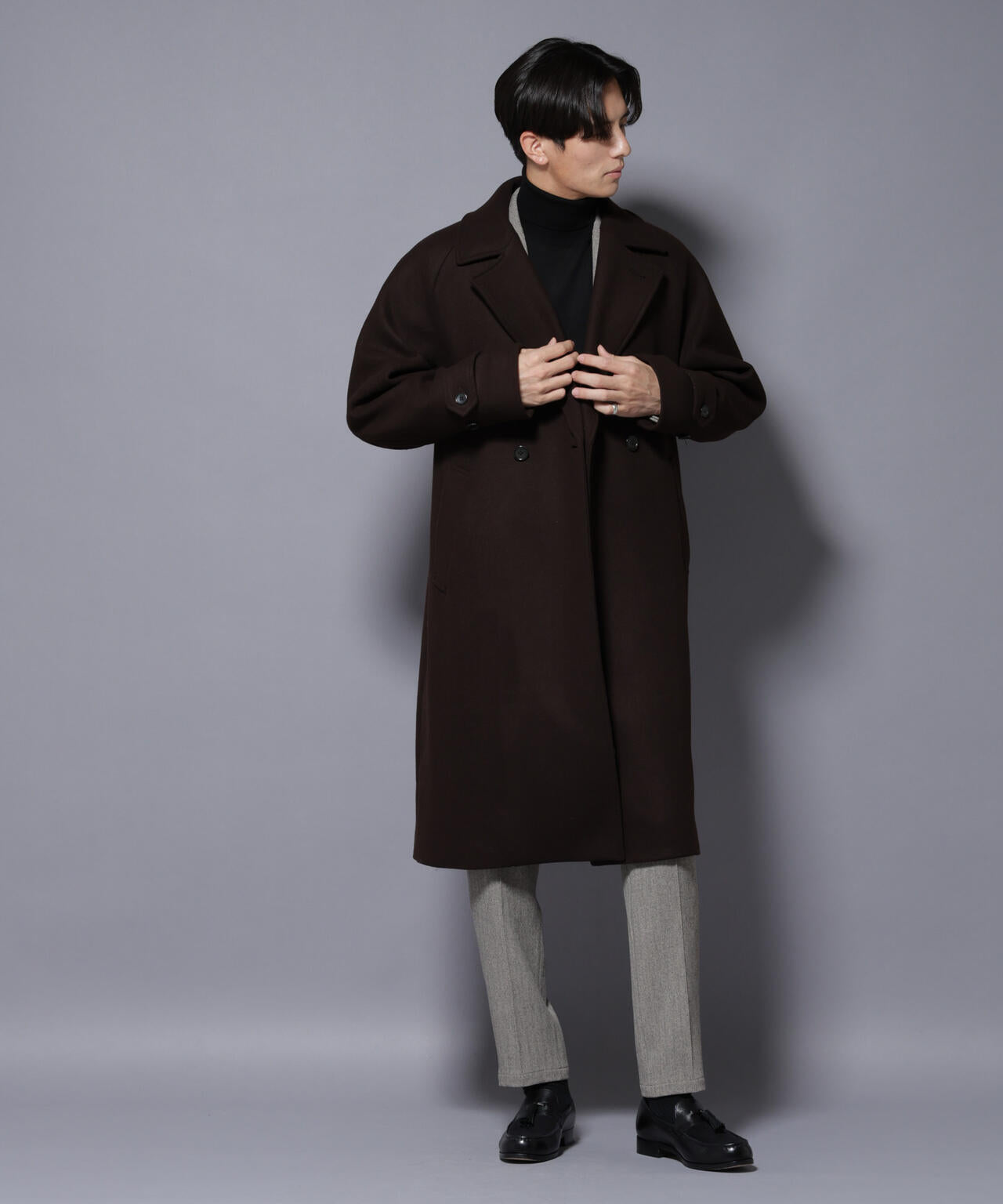 ウールカシミヤメルトンダブルコート 6685211204