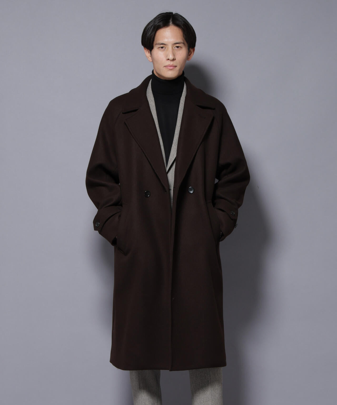 ウールカシミヤメルトンダブルコート 6685211204