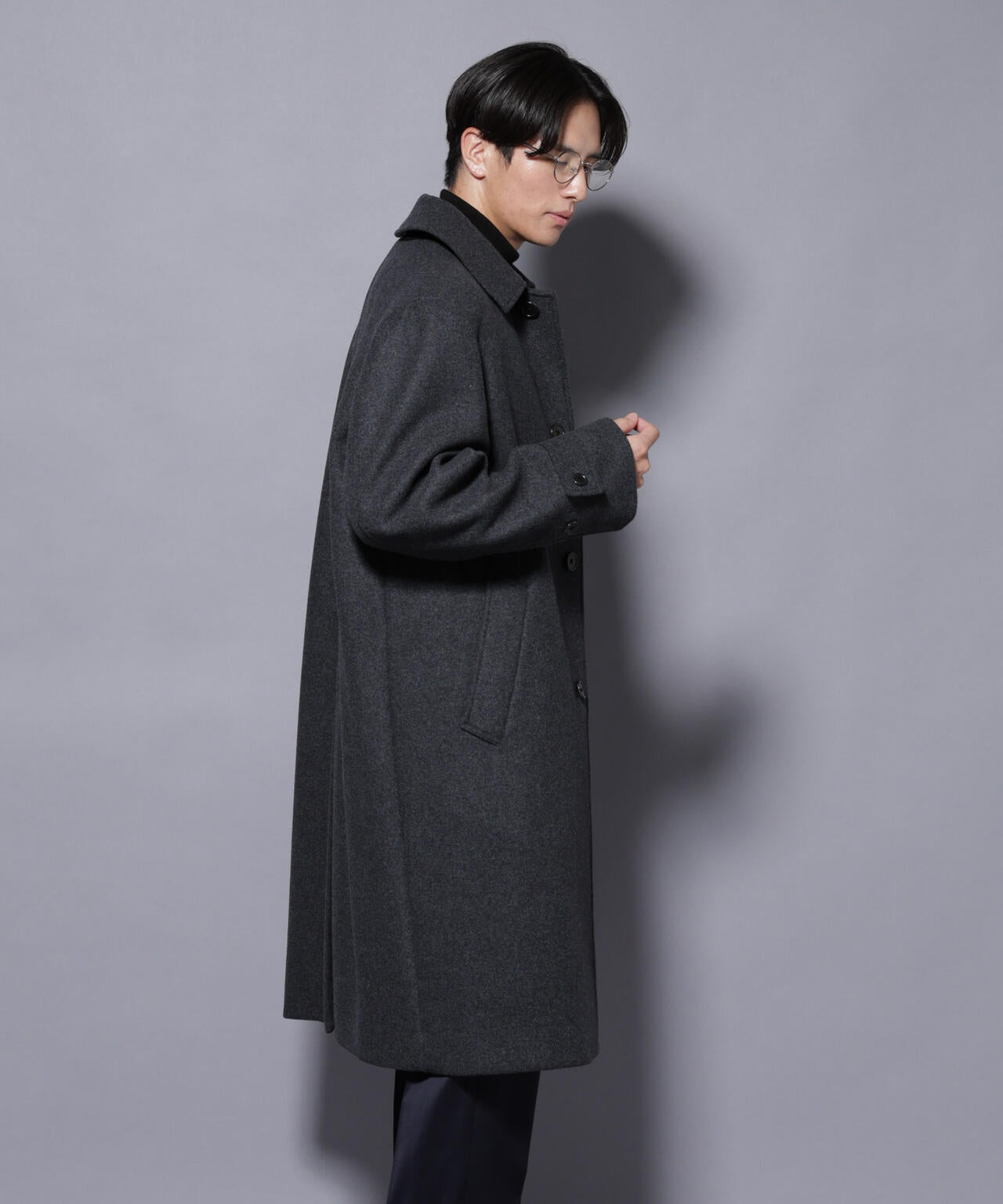 ウールカシミヤメルトンシングルコート 6685211205