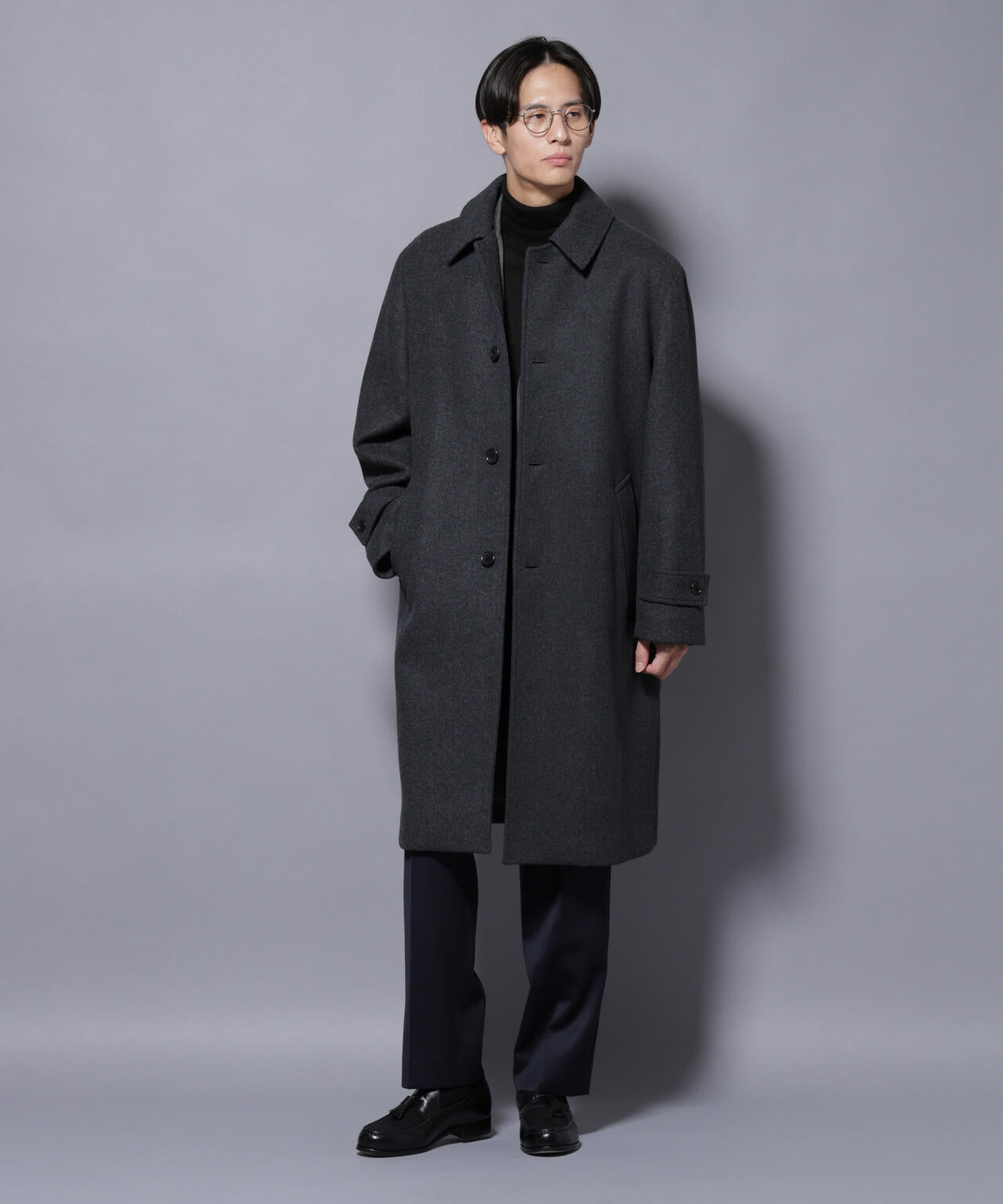 ウールカシミヤメルトンシングルコート 6685211205