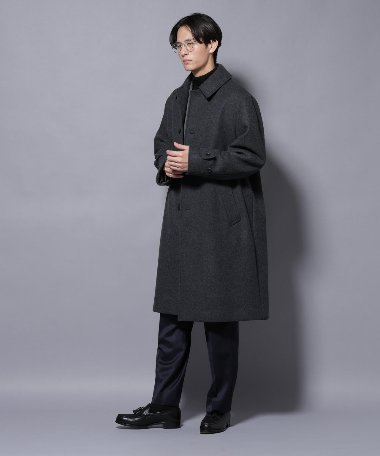 ウールカシミヤメルトンシングルコート 6685211205