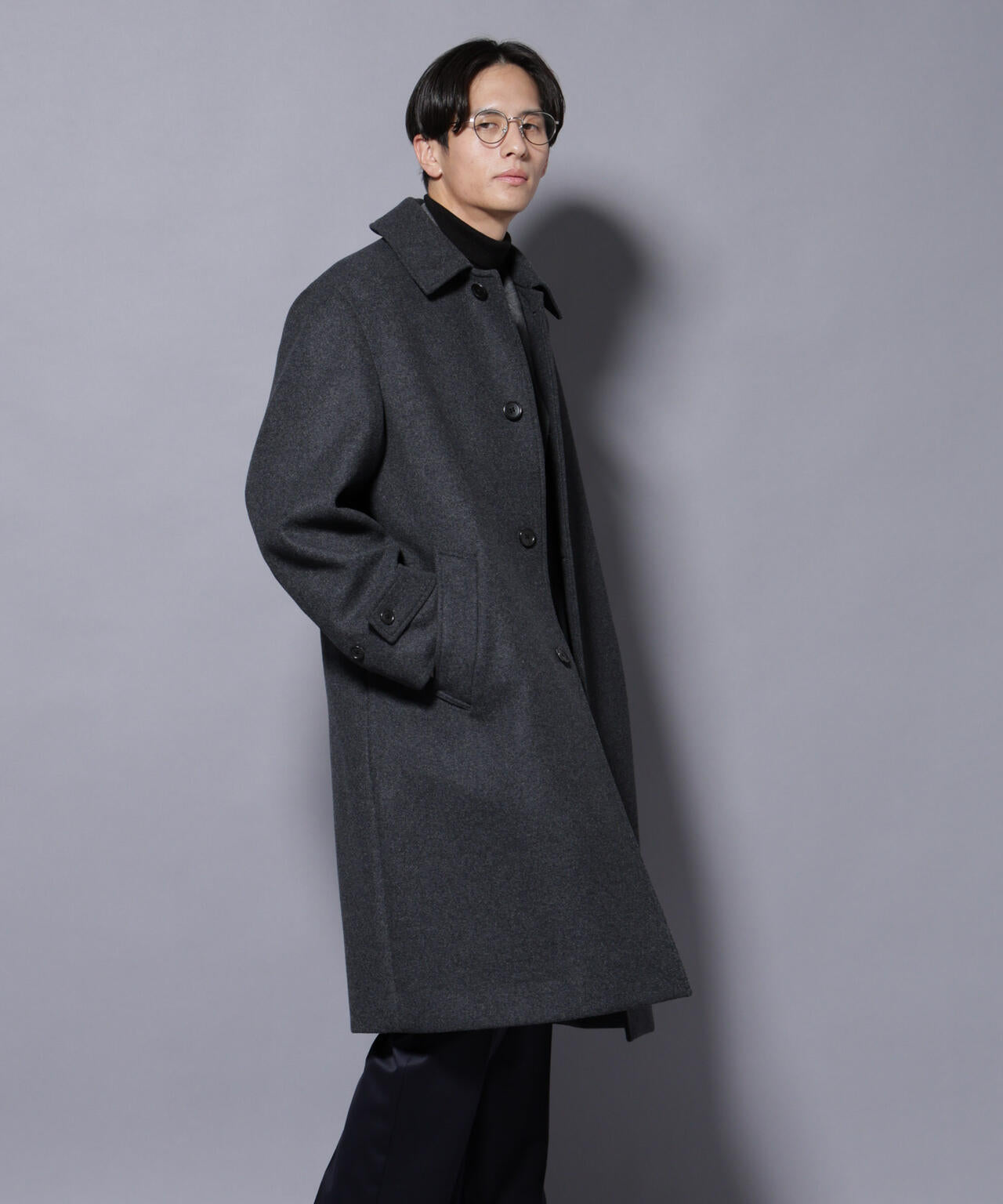 ウールカシミヤメルトンシングルコート 6685211205
