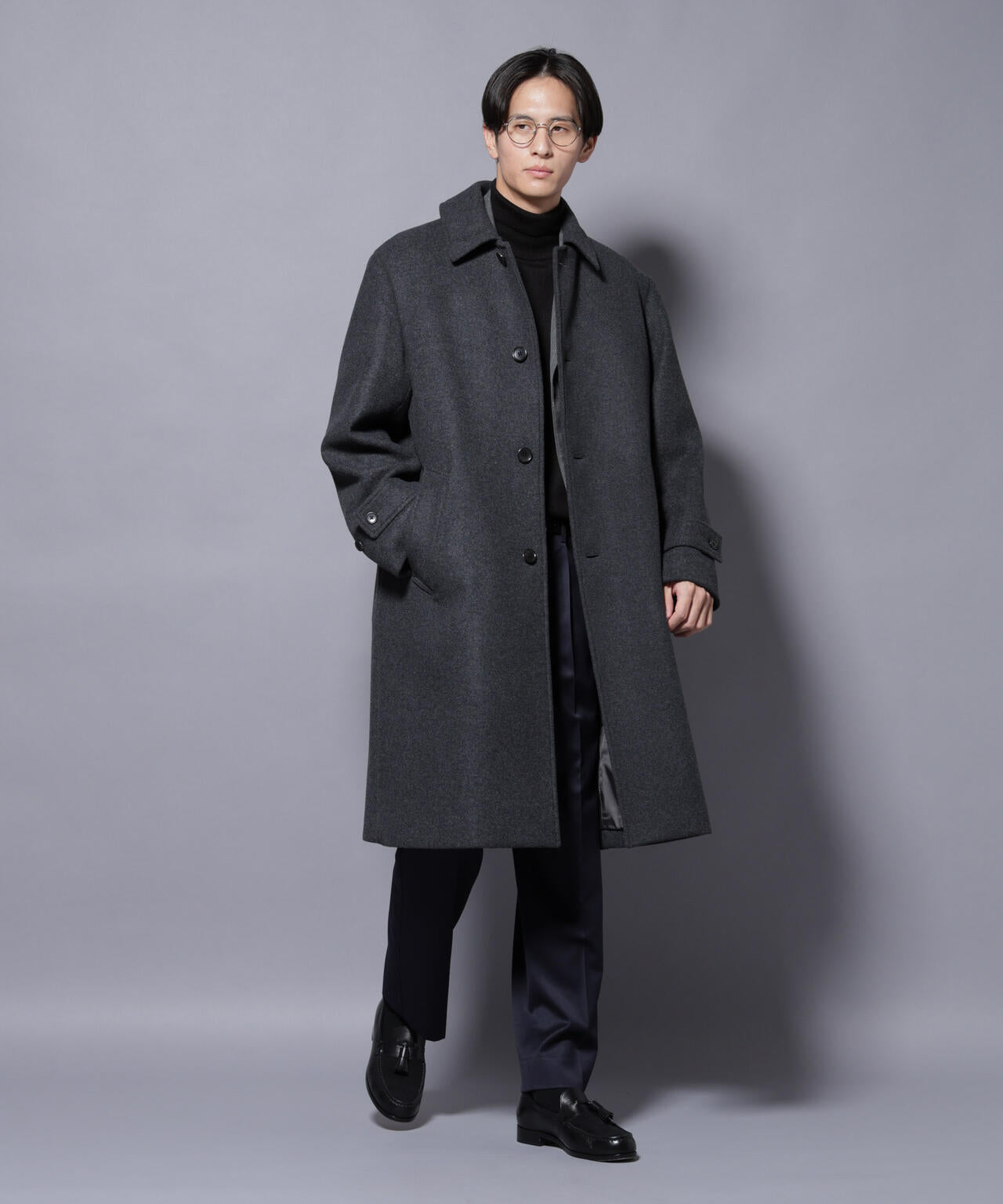 ウールカシミヤメルトンシングルコート 6685211205