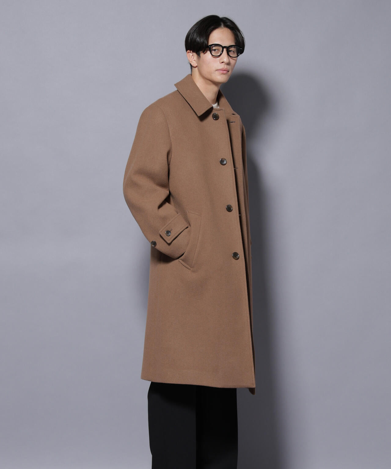 ウールカシミヤメルトンシングルコート 6685211205
