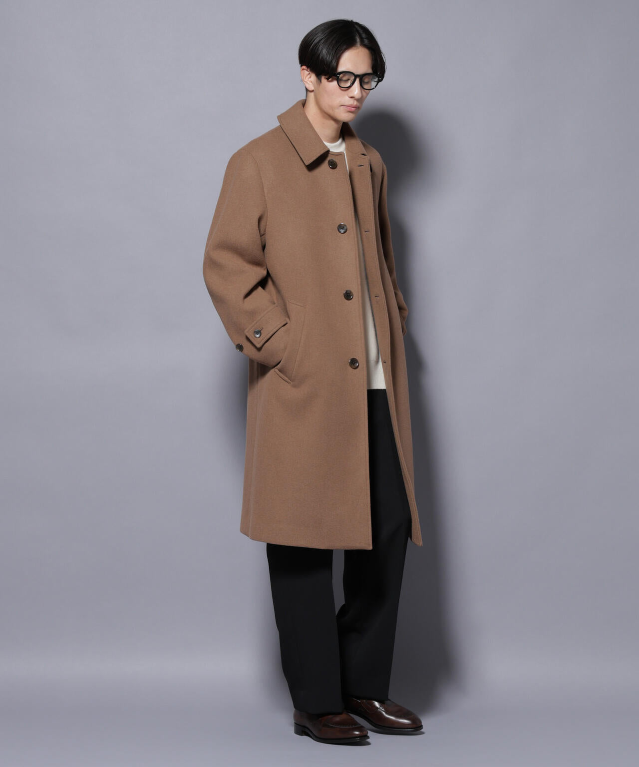 ウールカシミヤメルトンシングルコート 6685211205