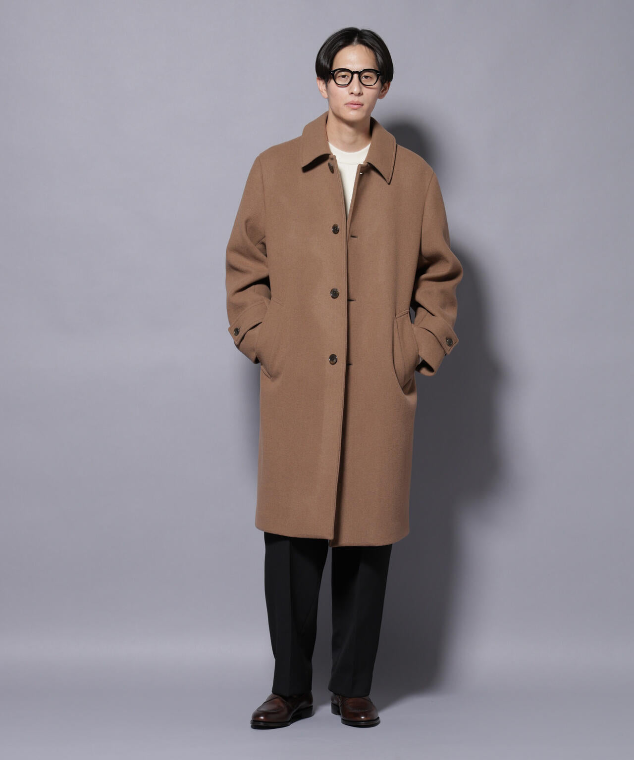 ウールカシミヤメルトンシングルコート 6685211205