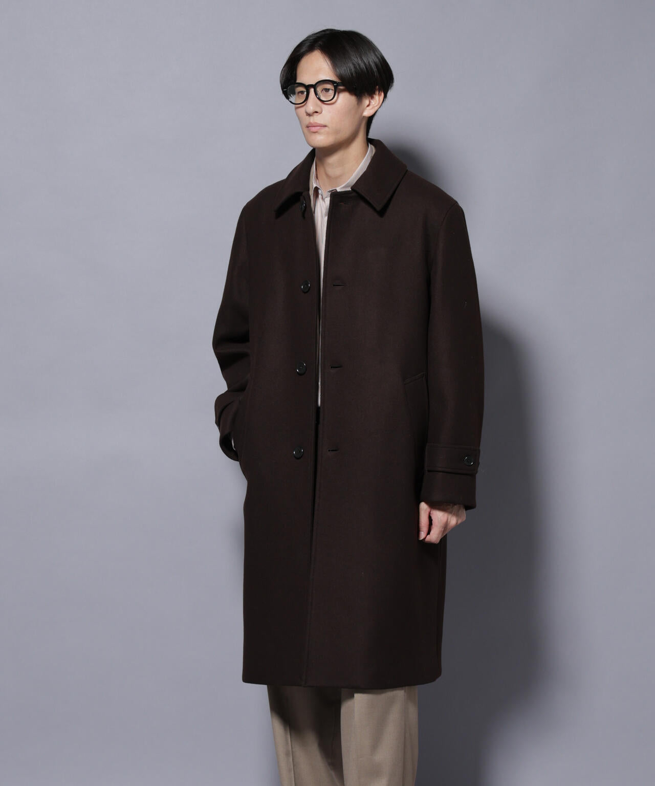 ウールカシミヤメルトンシングルコート 6685211205