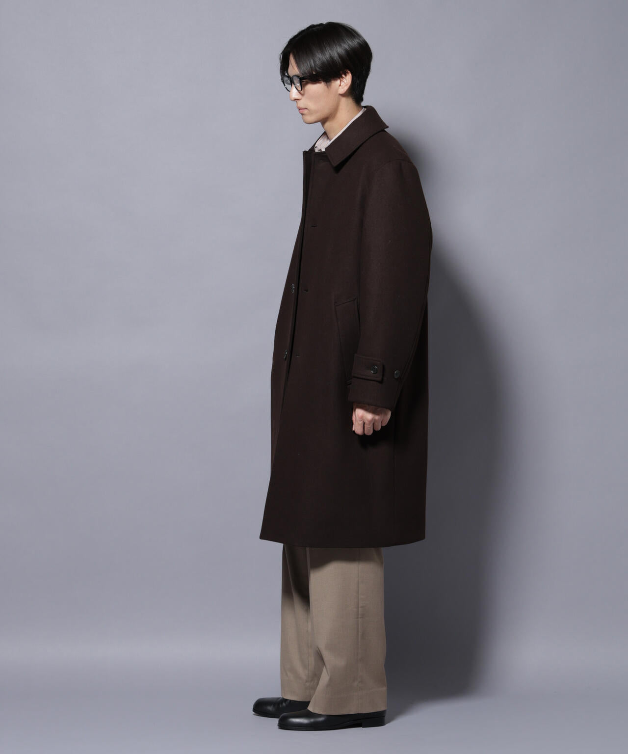 ウールカシミヤメルトンシングルコート 6685211205