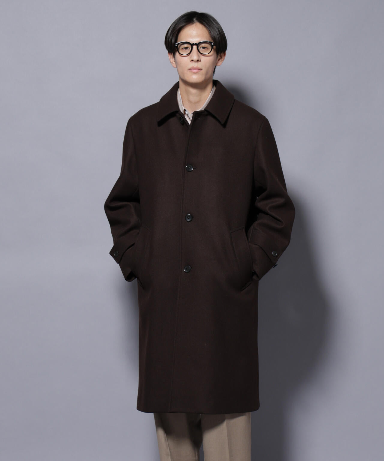 ウールカシミヤメルトンシングルコート 6685211205