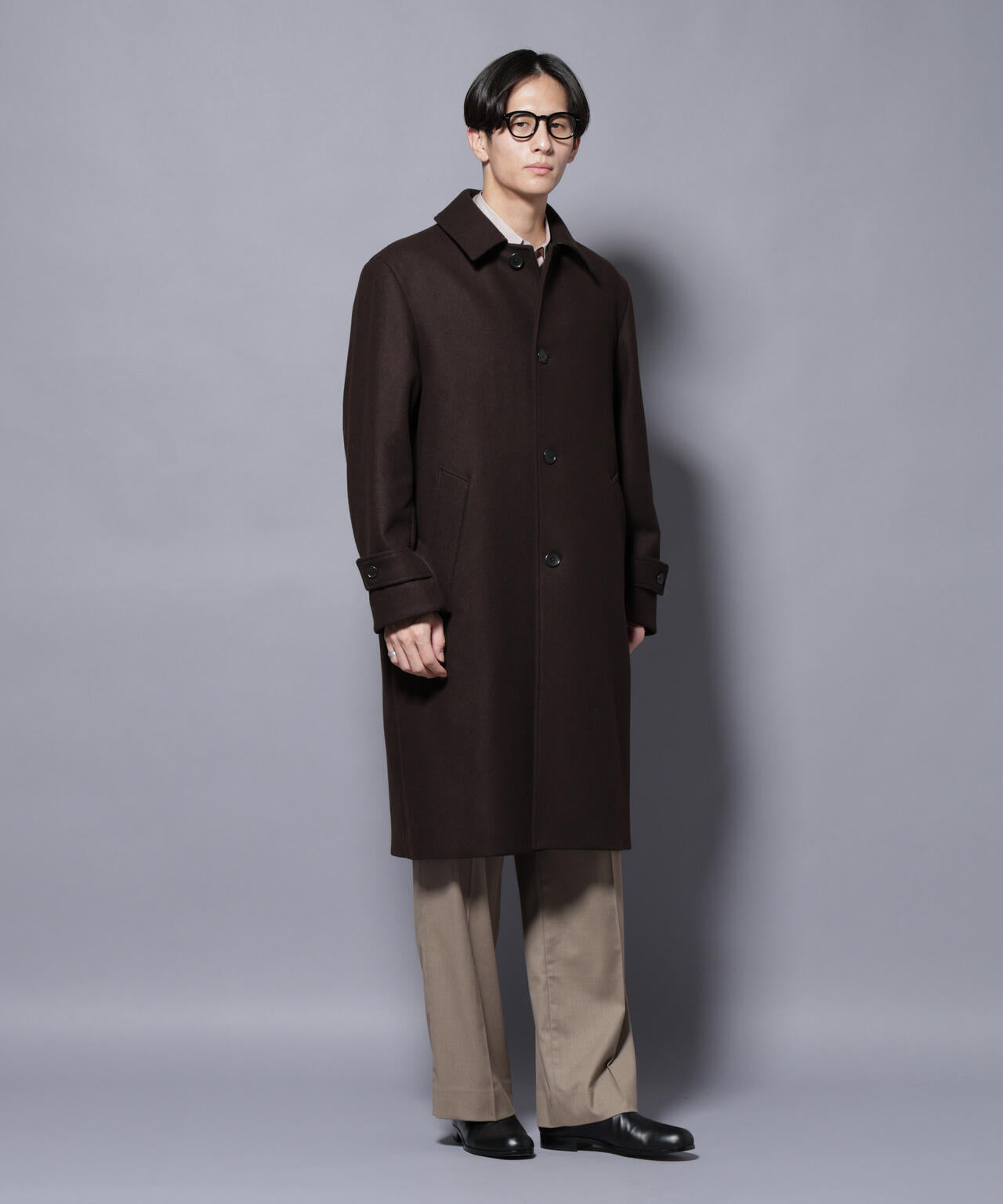 ウールカシミヤメルトンシングルコート 6685211205