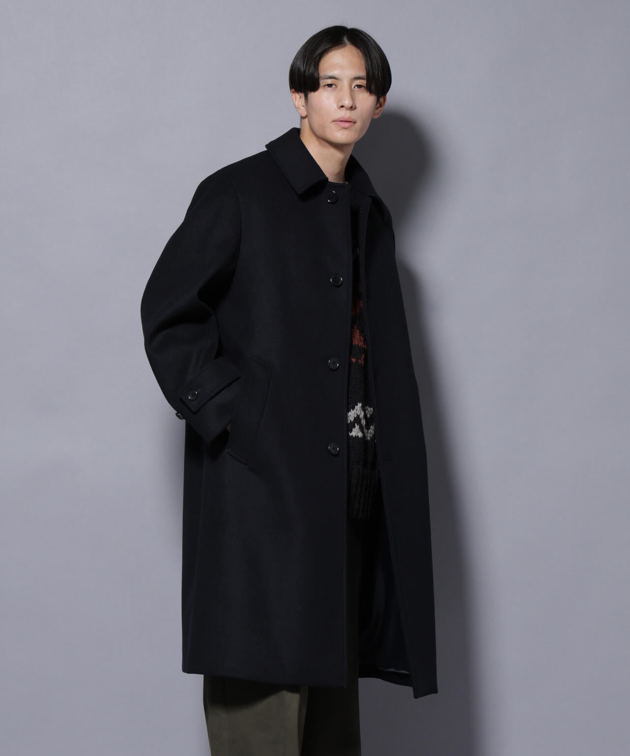 ウールカシミヤメルトンシングルコート 6685211205