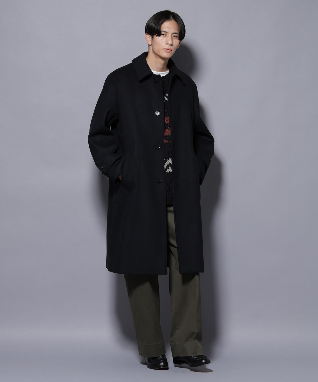 ウールカシミヤメルトンシングルコート 6685211205