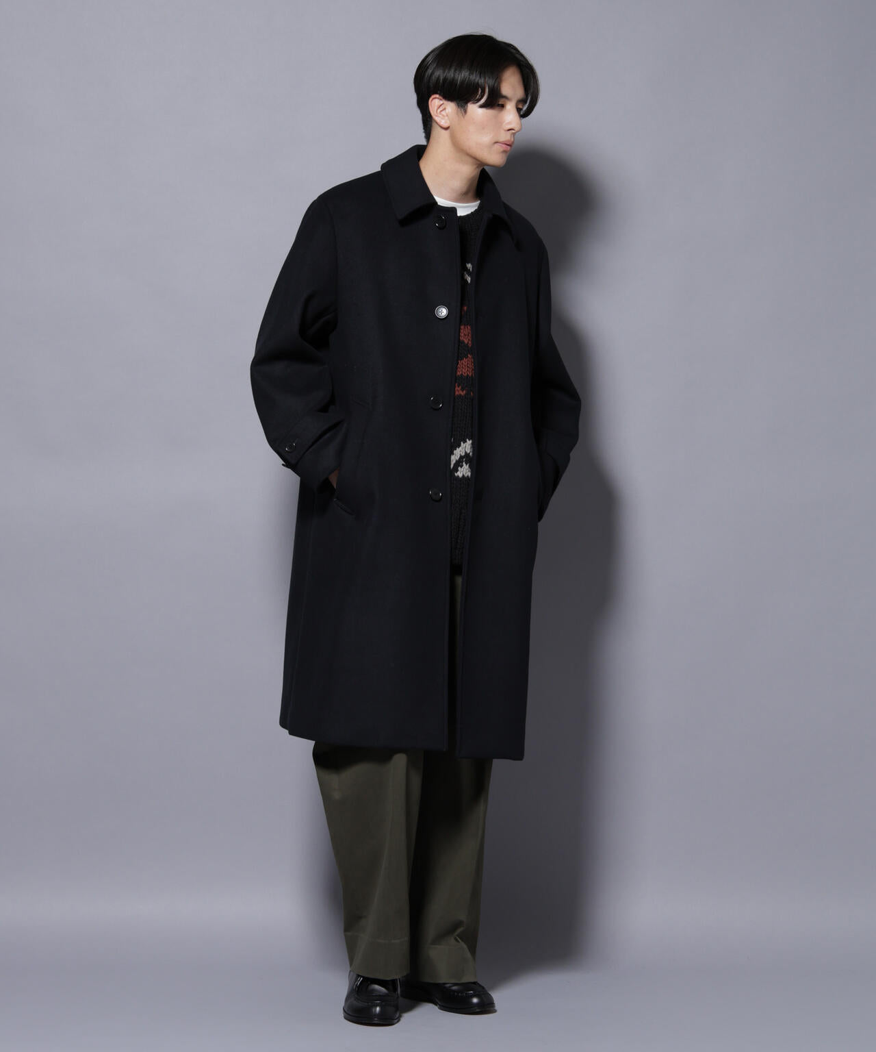 ウールカシミヤメルトンシングルコート 6685211205