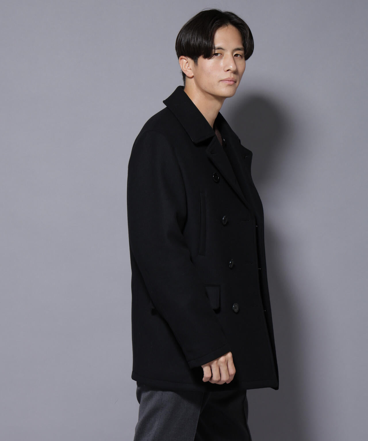 nano universe ピーコート ウールカシミヤメルトンPコート