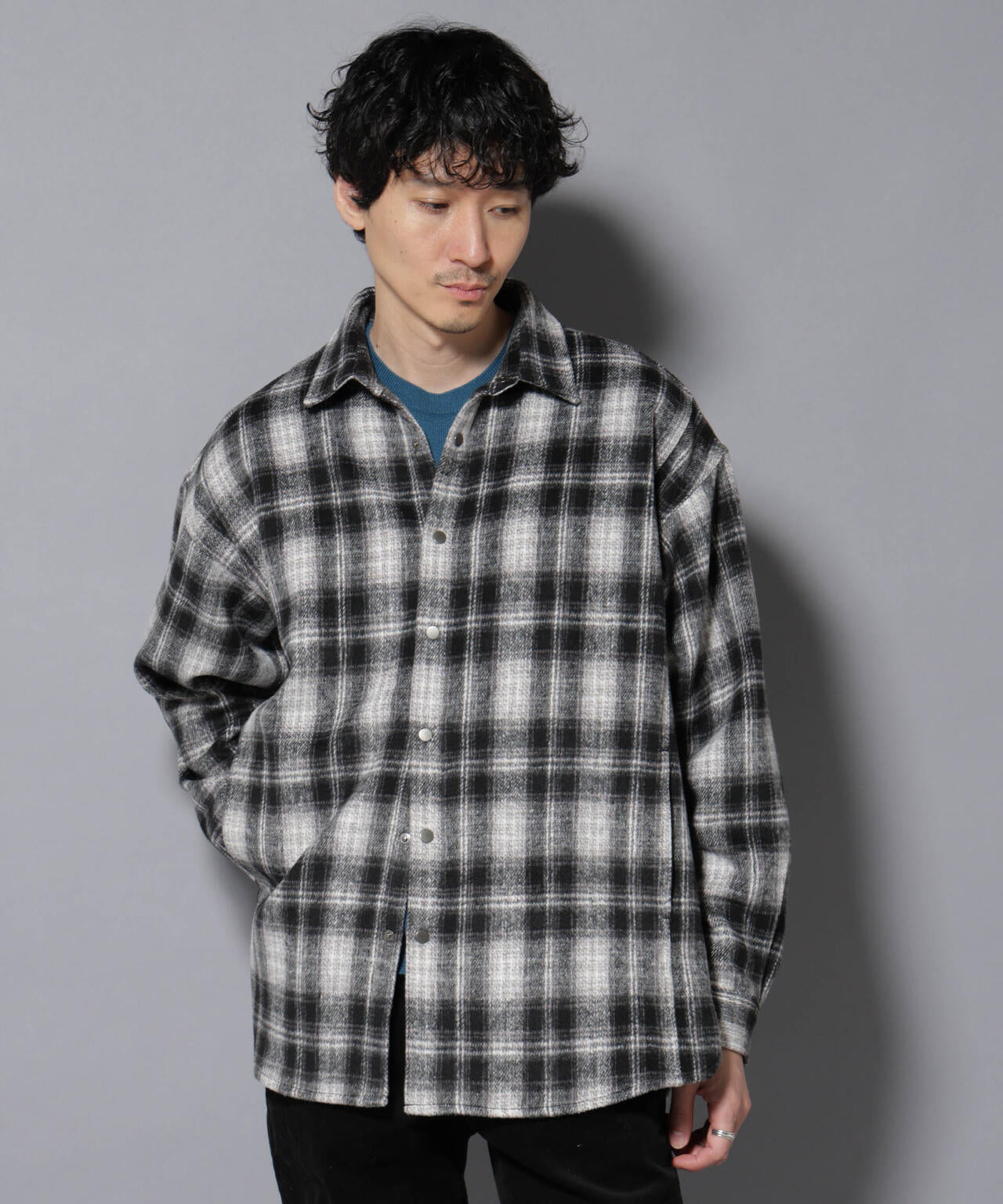 シャギーオンブレーチェックジャケット 6685212226