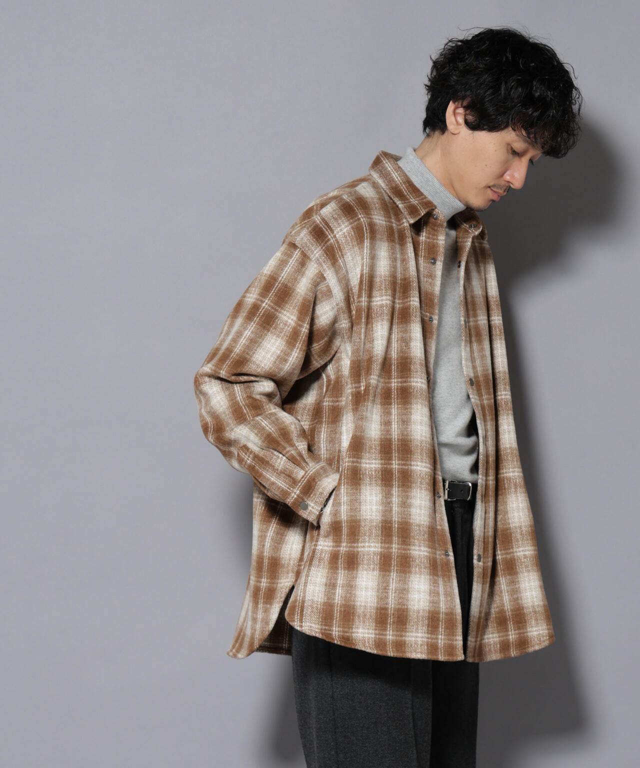 シャギーオンブレーチェックジャケット 6685212226