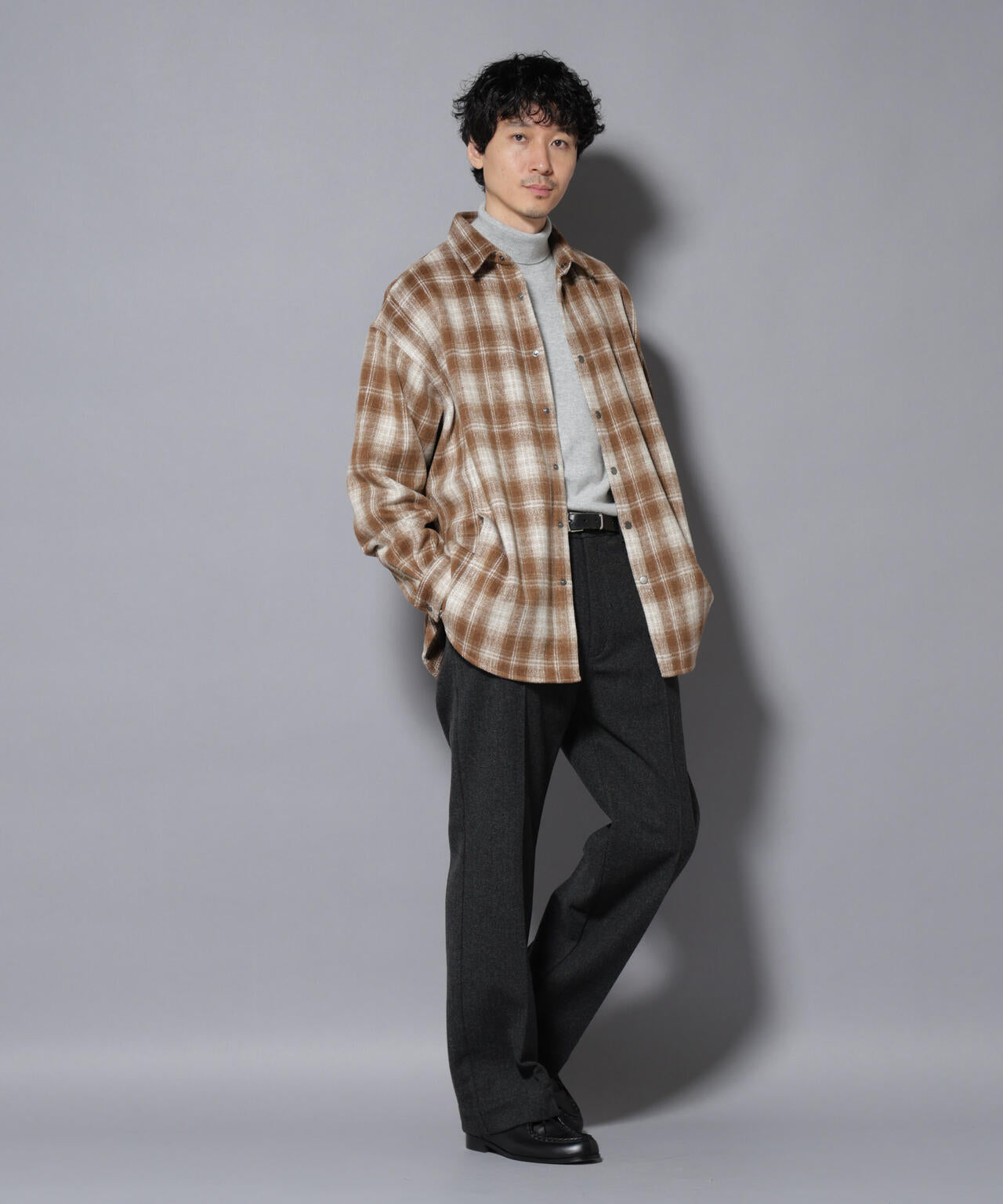 シャギーオンブレーチェックジャケット 6685212226