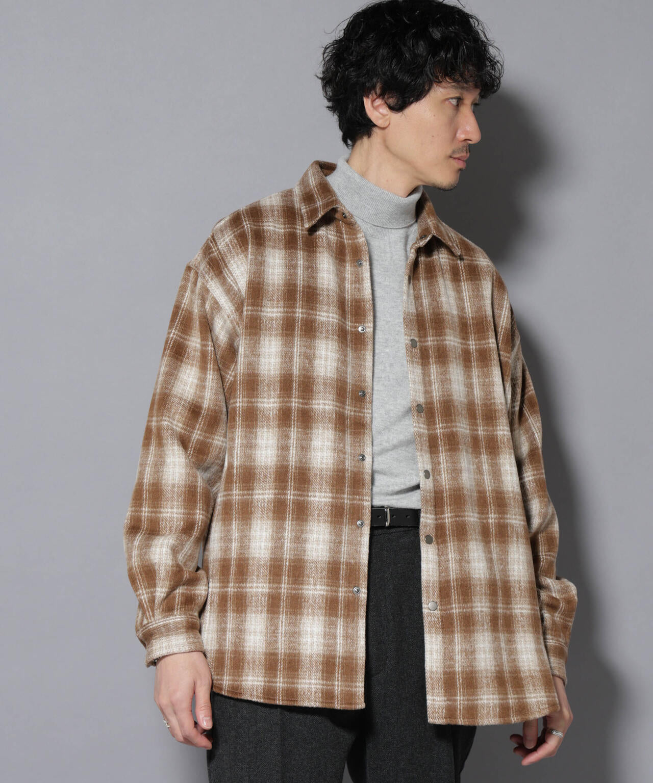 シャギーオンブレーチェックジャケット 6685212226