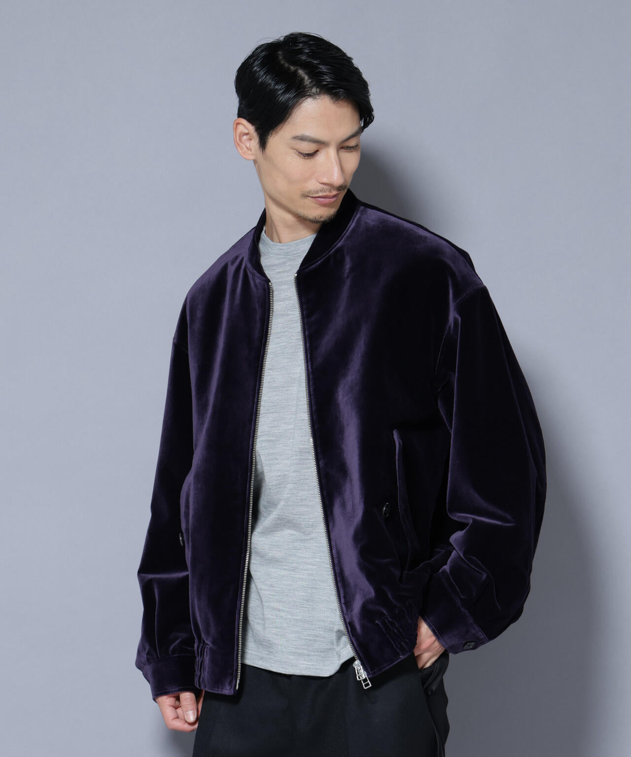 「ASSEMBLANC」 コットンシルクベルベットブルゾン 6685212235