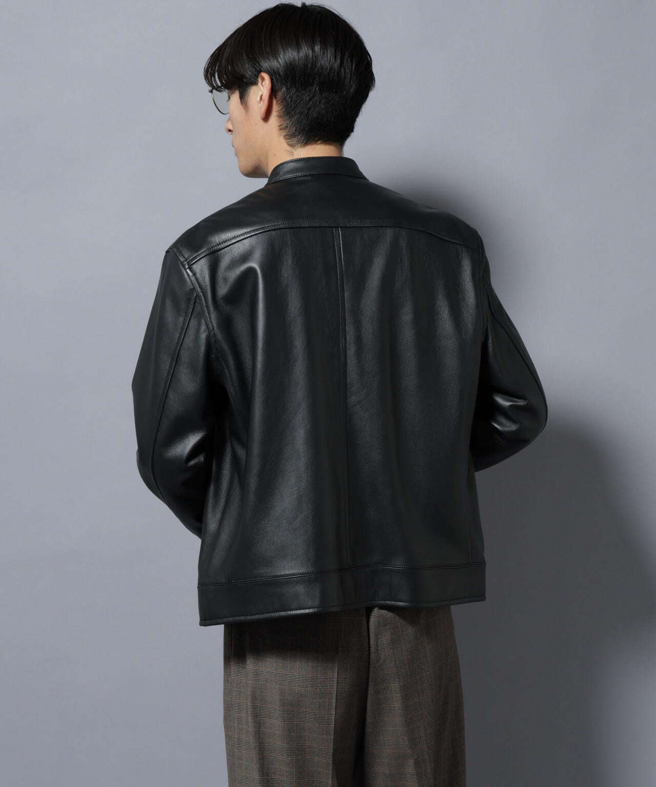 ラムナッパレザーバンドカラーライダースジャケット 6685213203