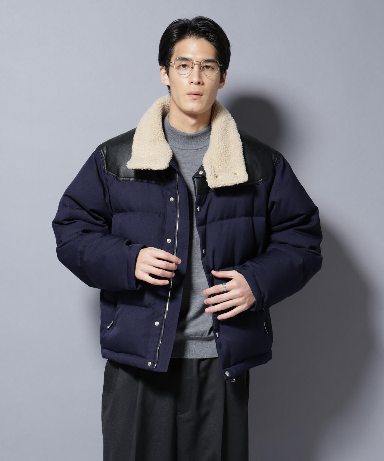 「西川ダウン(R)」ボアカラーサージショートダウン 6685214205