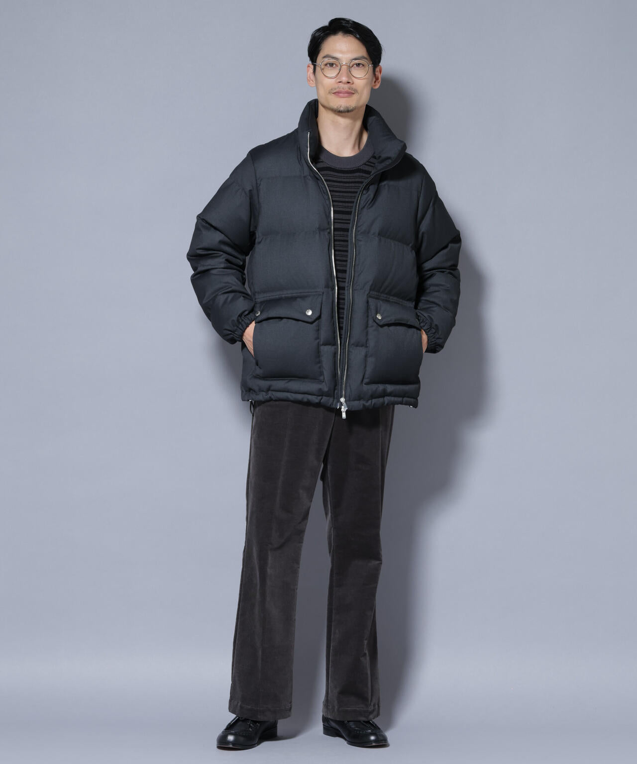 DELEGANTE エアリーサキソニー/グレンチェックTAIONダウンジャケット 6685214206