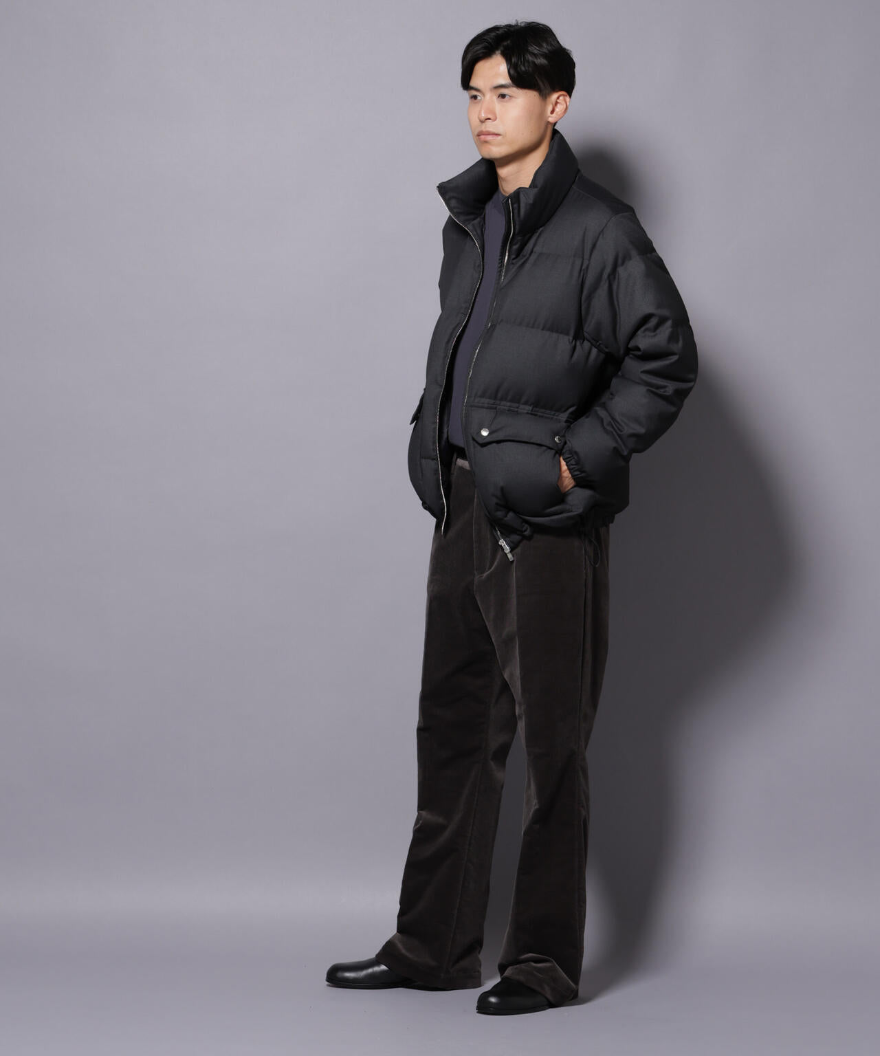 DELEGANTE エアリーサキソニー/グレンチェックTAIONダウンジャケット 6685214206