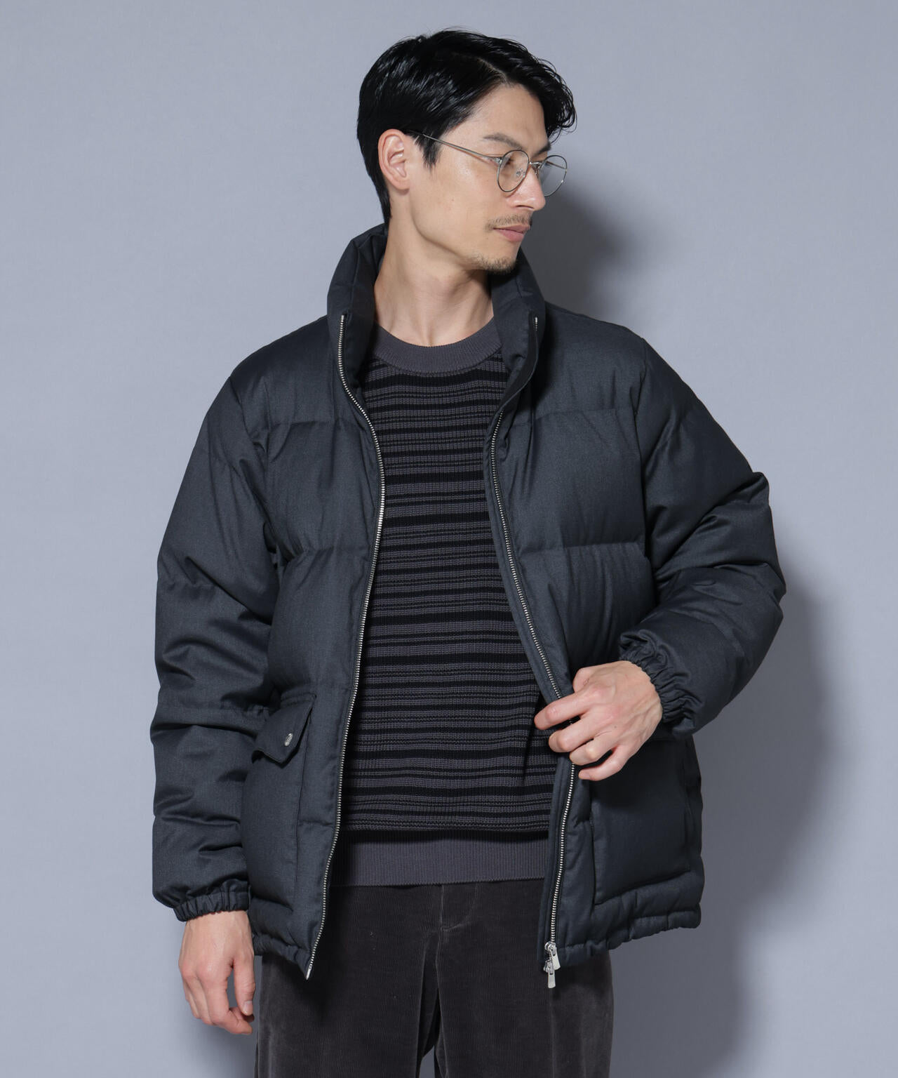 DELEGANTE エアリーサキソニー/グレンチェックTAIONダウンジャケット 6685214206