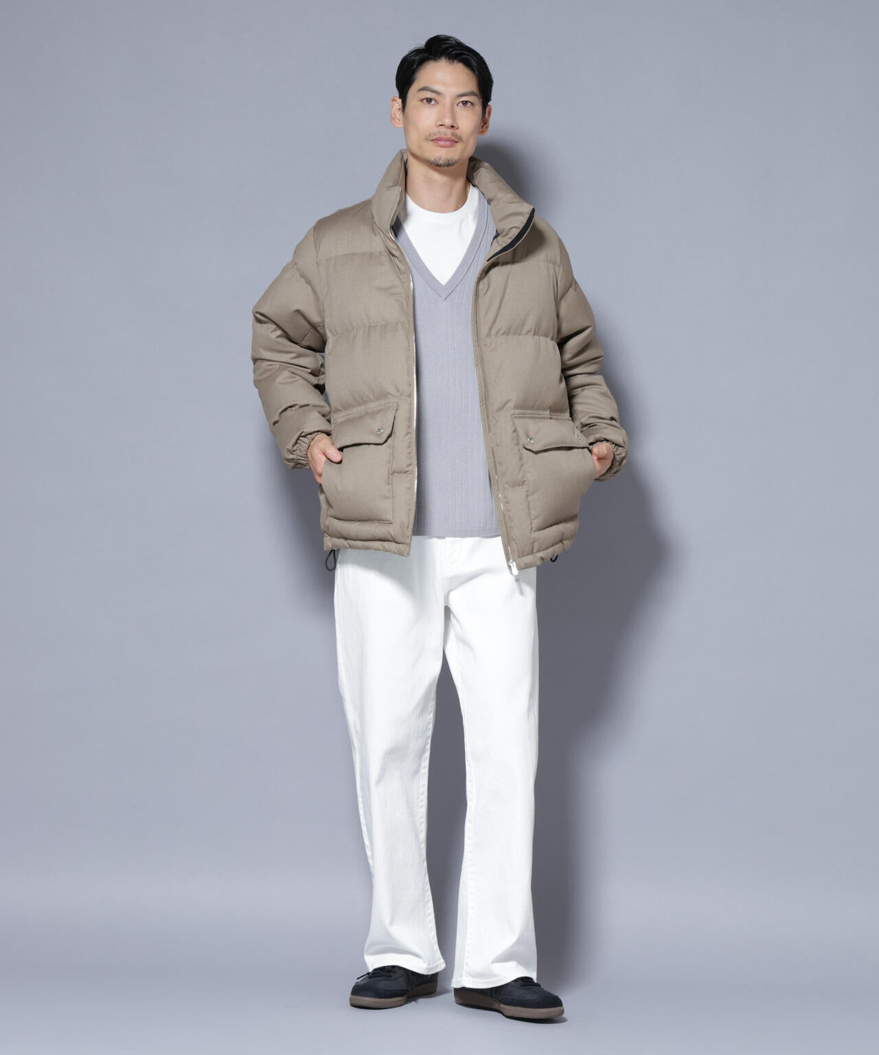 DELEGANTE エアリーサキソニー/グレンチェックTAIONダウンジャケット 6685214206