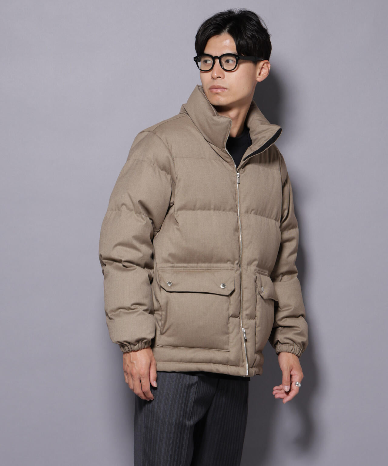 DELEGANTE エアリーサキソニー/グレンチェックTAIONダウンジャケット 6685214206