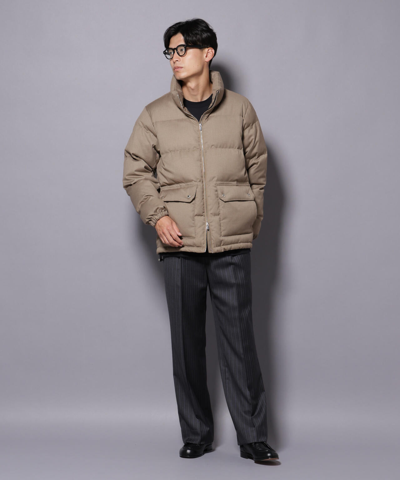 DELEGANTE エアリーサキソニー/グレンチェックTAIONダウンジャケット 6685214206