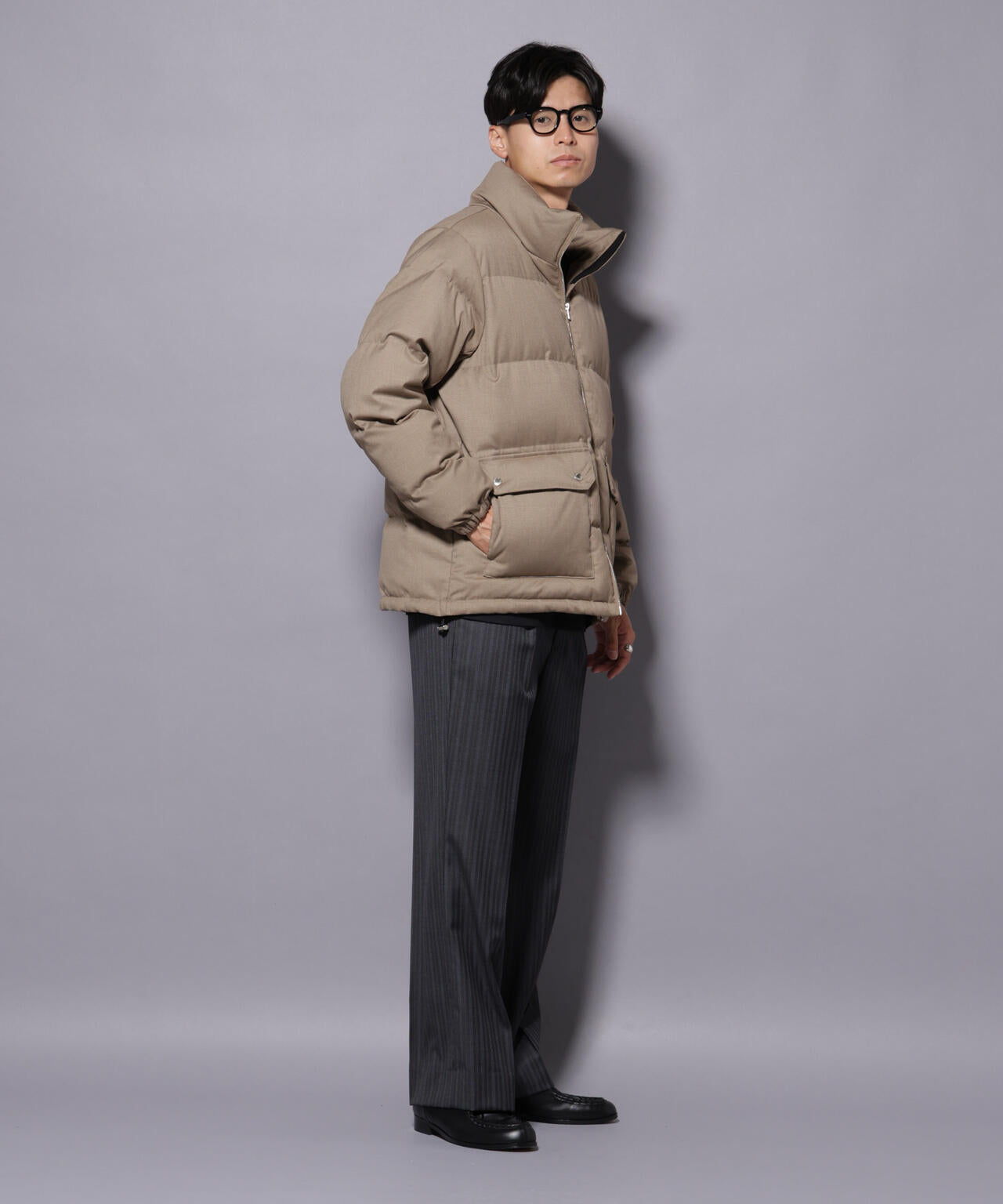 DELEGANTE エアリーサキソニー/グレンチェックTAIONダウンジャケット 6685214206