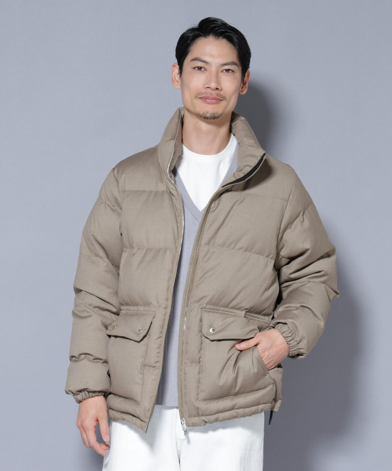 DELEGANTE エアリーサキソニー/グレンチェックTAIONダウンジャケット 6685214206