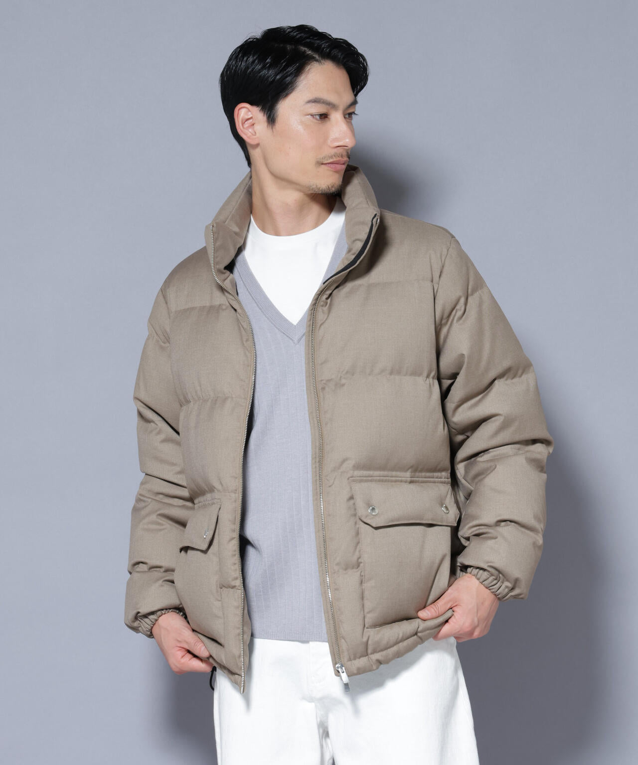 DELEGANTE エアリーサキソニー/グレンチェックTAIONダウンジャケット 6685214206