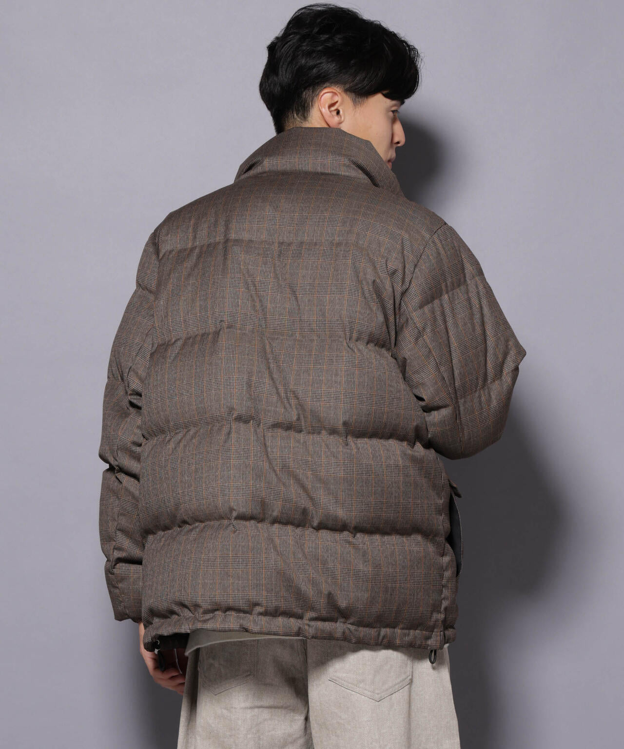 DELEGANTE エアリーサキソニー/グレンチェックTAIONダウンジャケット 6685214206