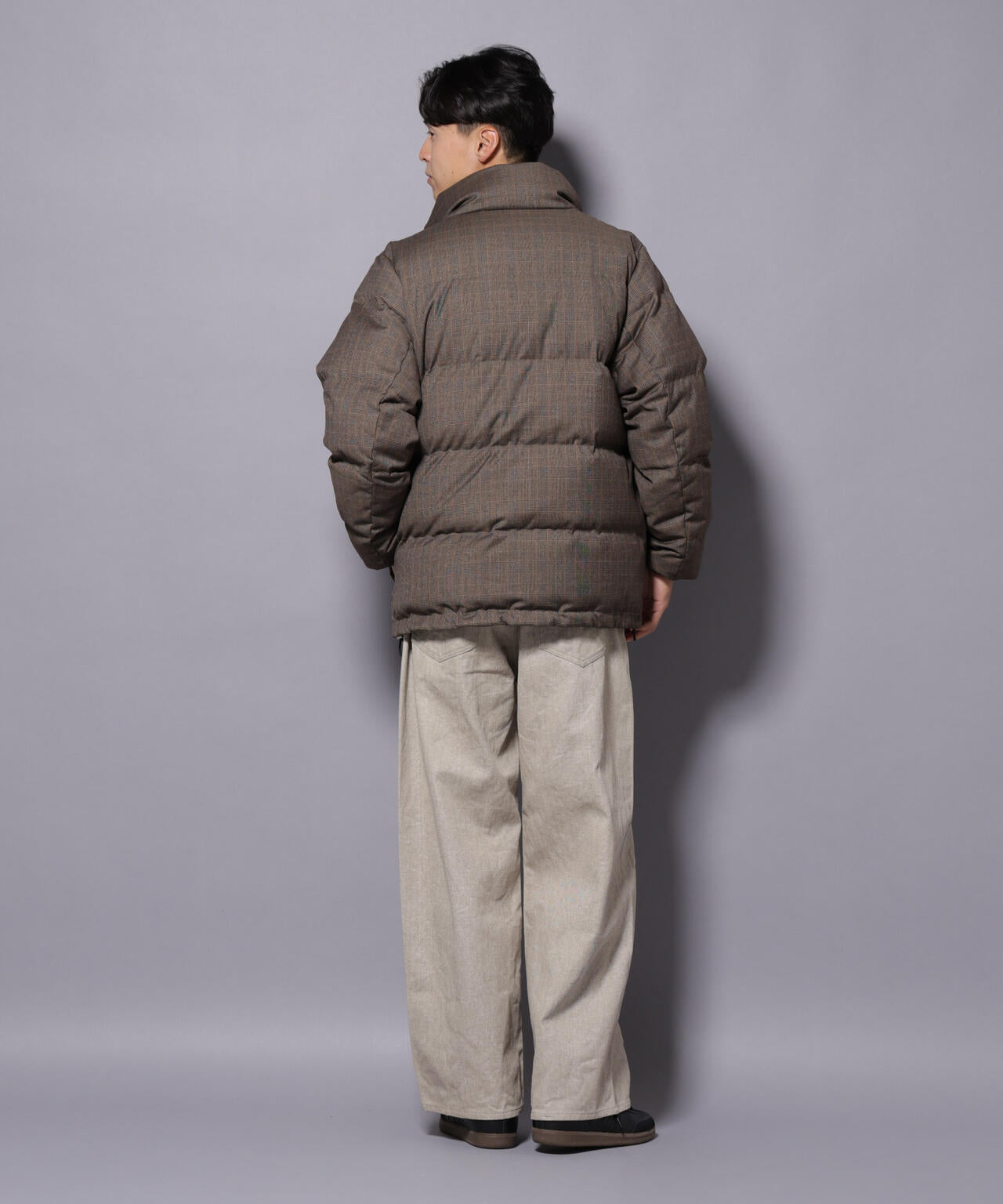 DELEGANTE エアリーサキソニー/グレンチェックTAIONダウンジャケット 6685214206