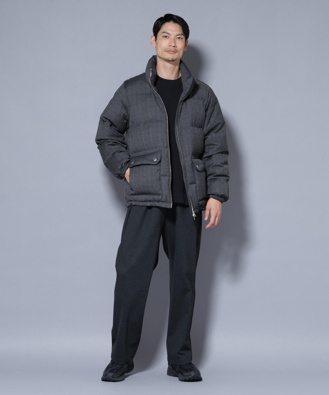 DELEGANTE エアリーサキソニー/グレンチェックTAIONダウンジャケット 6685214206