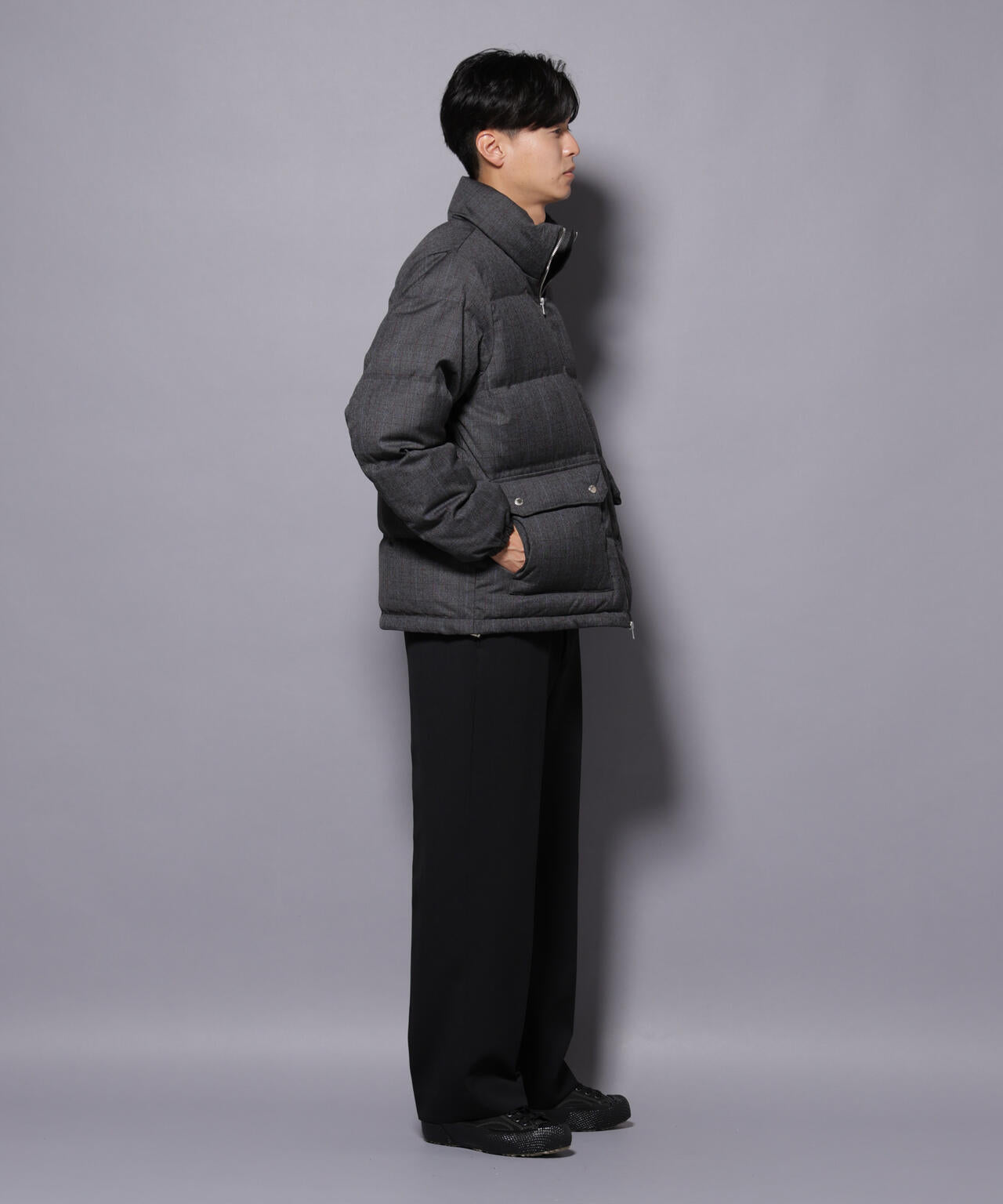 DELEGANTE エアリーサキソニー/グレンチェックTAIONダウンジャケット 6685214206