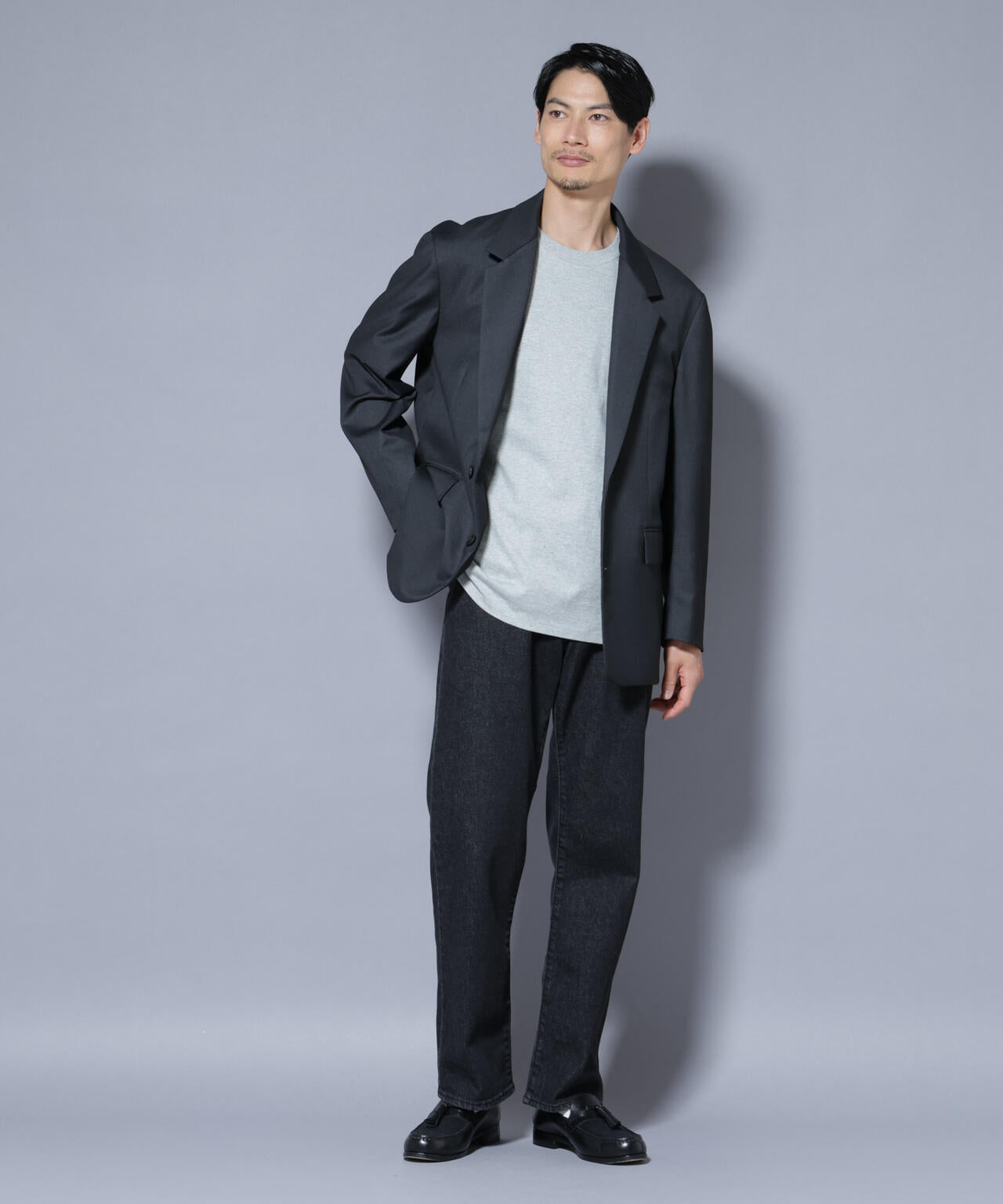 DELEGANTEエアリーサキソニー グリッターストライプテーラードジャケット(セットアップ可) 6685216201