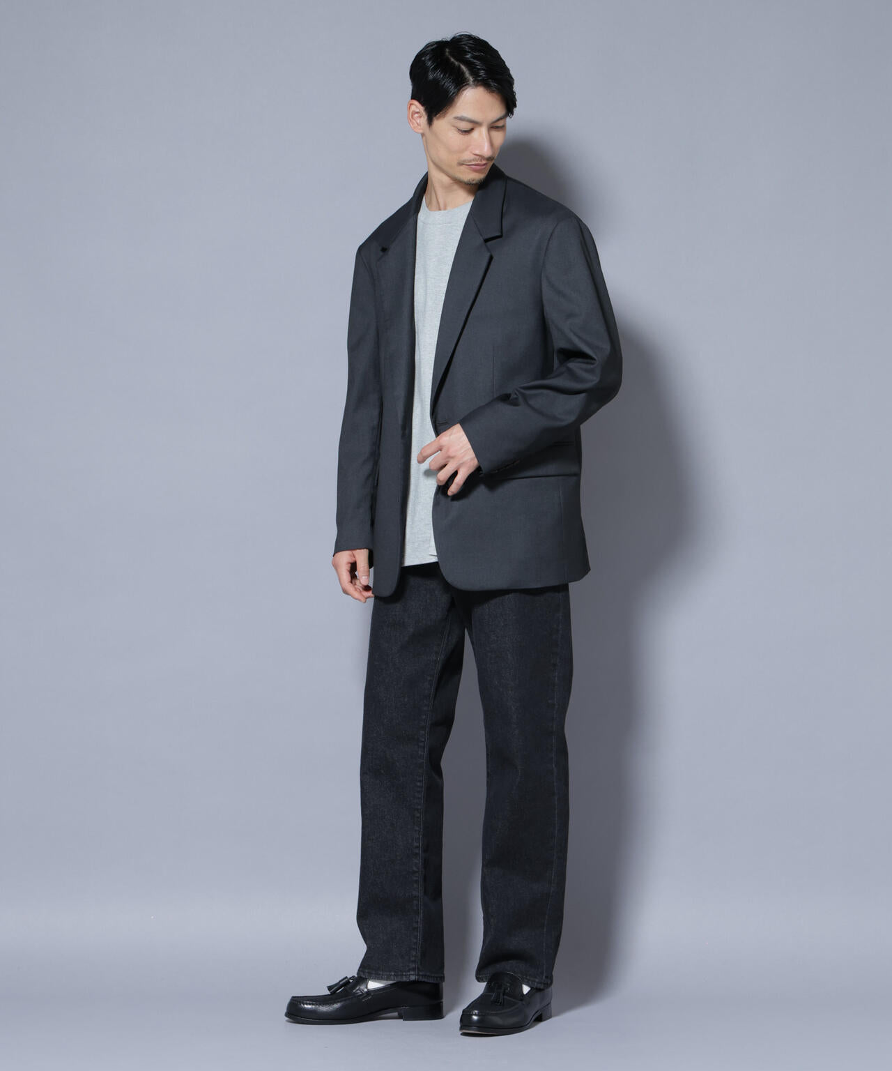 DELEGANTEエアリーサキソニー グリッターストライプテーラードジャケット(セットアップ可) 6685216201