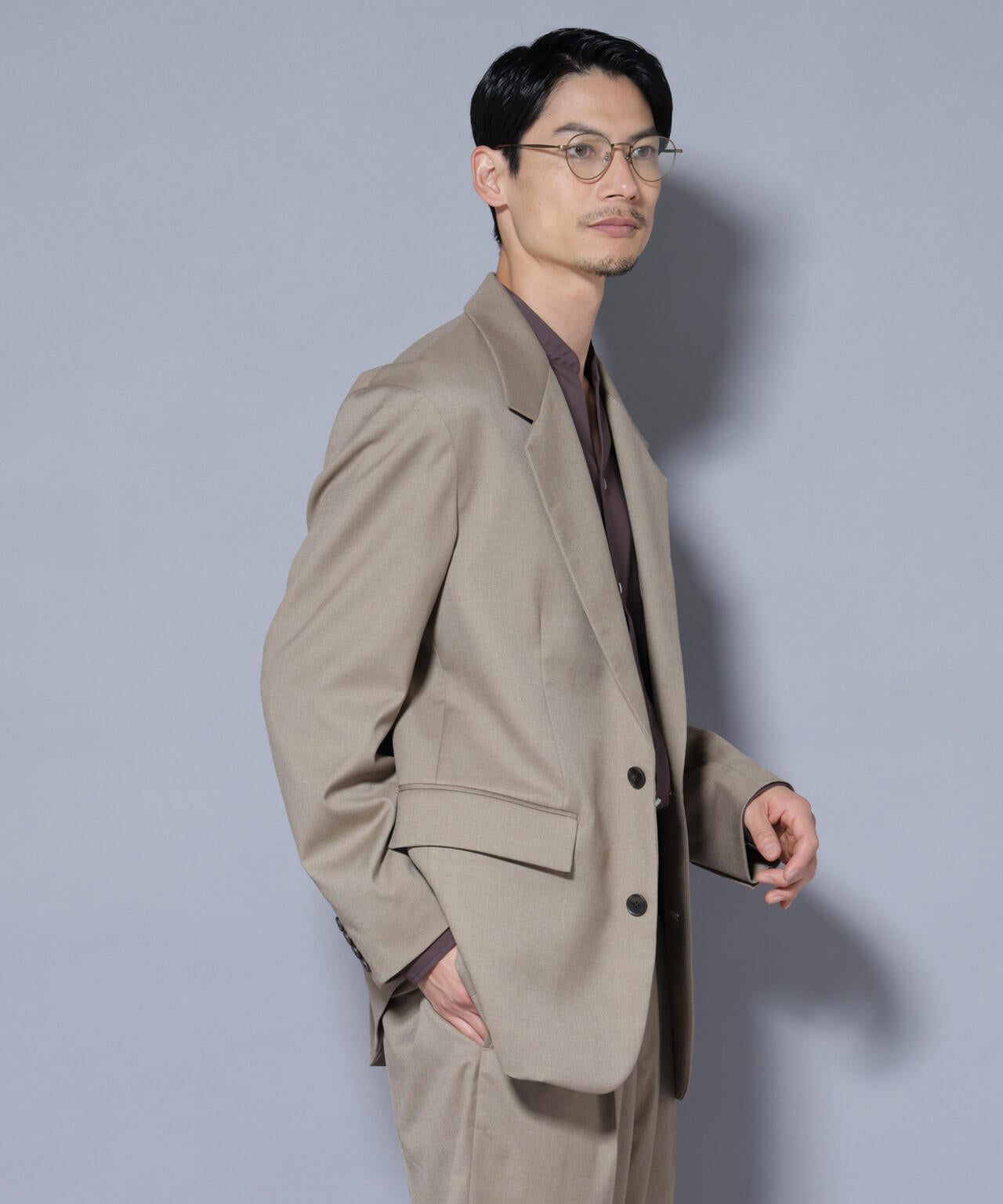 DELEGANTEエアリーサキソニー グリッターストライプテーラードジャケット(セットアップ可) 6685216201