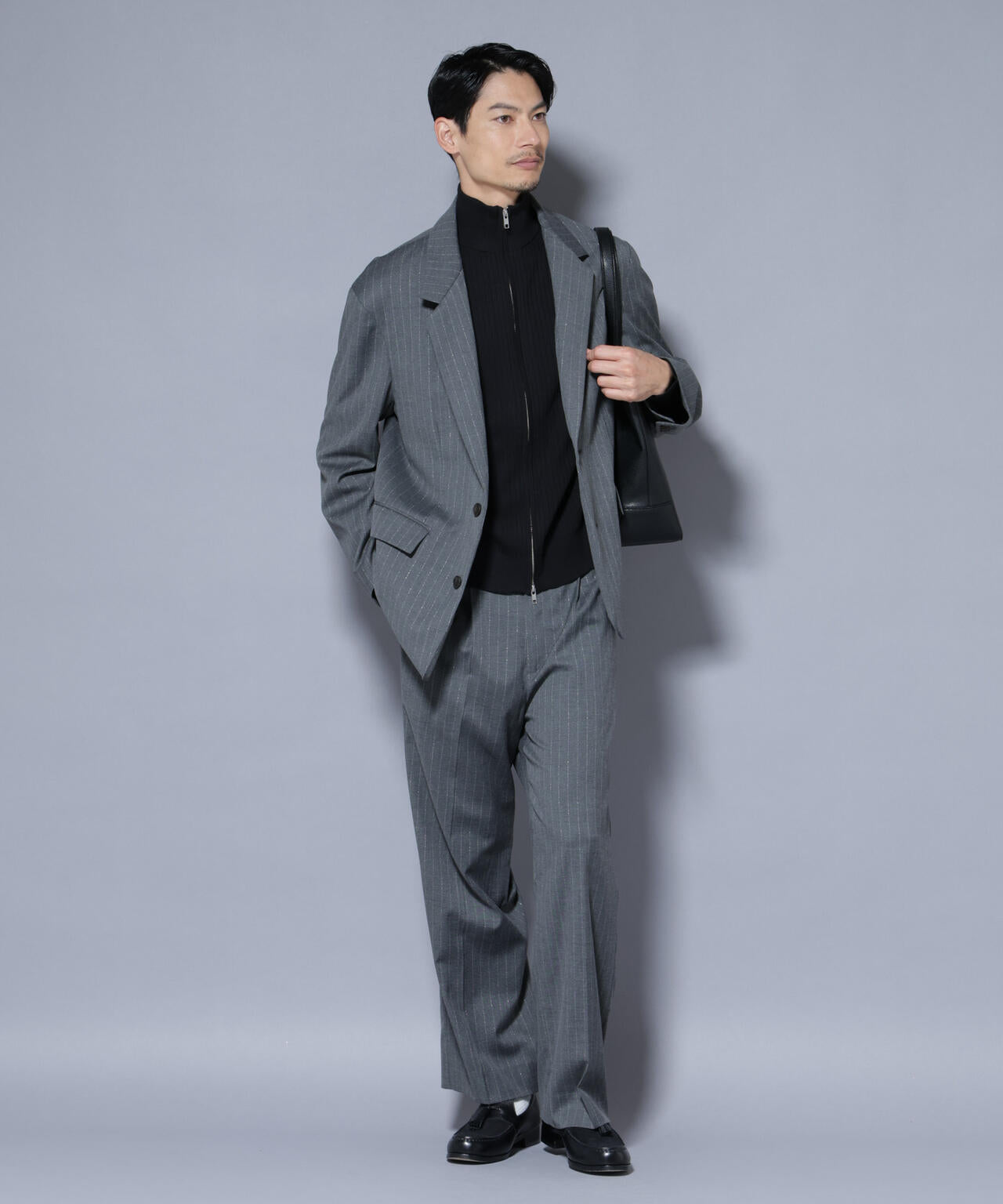 DELEGANTEエアリーサキソニー グリッターストライプテーラードジャケット(セットアップ可) 6685216201