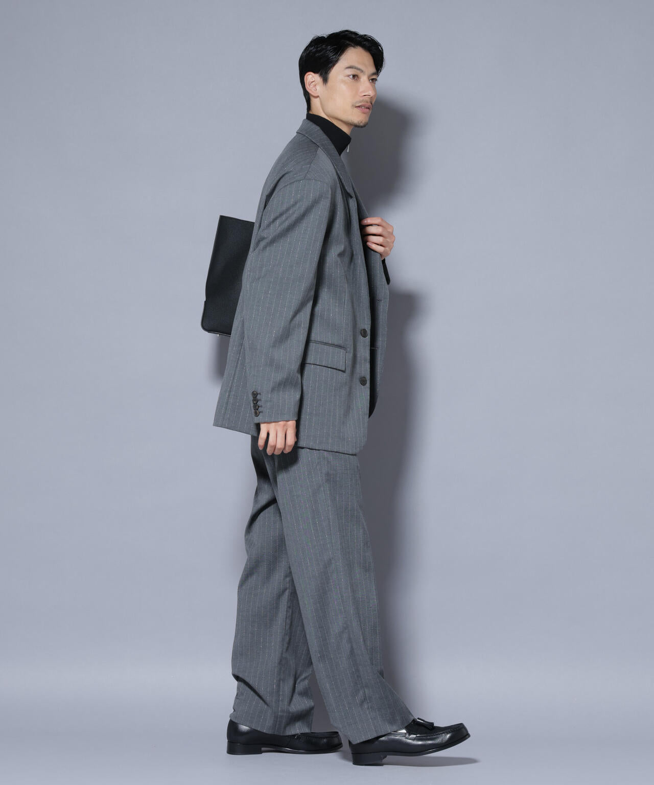 DELEGANTEエアリーサキソニー グリッターストライプテーラードジャケット(セットアップ可) 6685216201