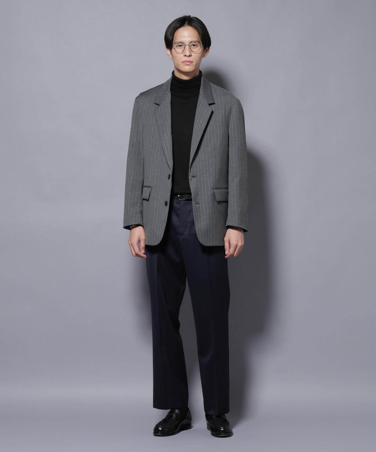 DELEGANTEエアリーサキソニー グリッターストライプテーラードジャケット(セットアップ可) 6685216201