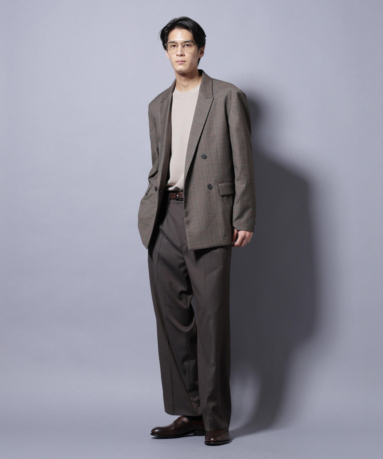 DELEGANTE グレンチェックW-Brethted ジャケット(セットアップ可) 6685216202