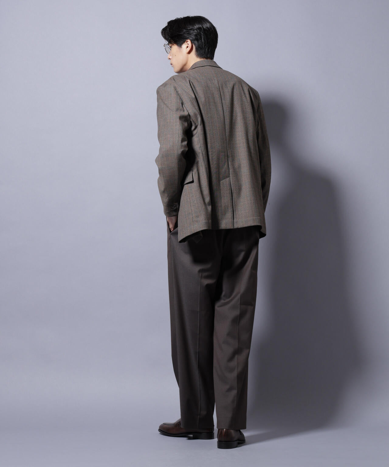 DELEGANTE グレンチェックW-Brethted ジャケット(セットアップ可) 6685216202