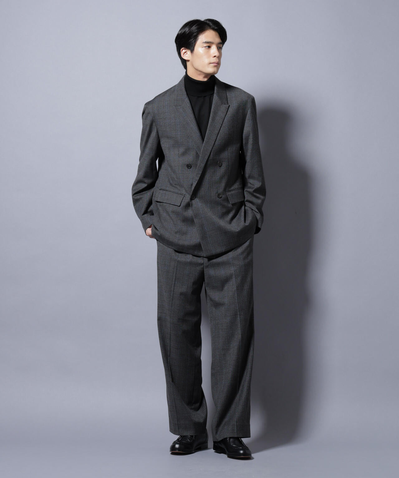 DELEGANTE グレンチェックW-Brethted ジャケット(セットアップ可) 6685216202